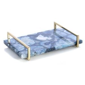 AGATE BLUE Gold Handle Cheese Board Party Plate